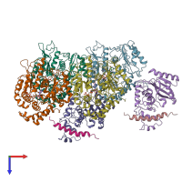 PDB entry 6wsl coloured by chain, top view.