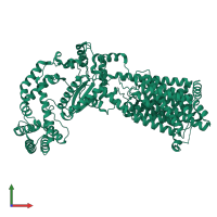 PDB entry 6wu0 coloured by chain, front view.