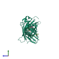 PDB entry 6wv3 coloured by chain, side view.