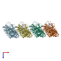 PDB entry 6wvr coloured by chain, top view.