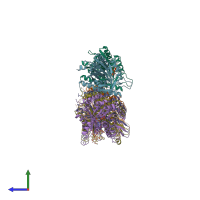 PDB entry 6wwh coloured by chain, side view.