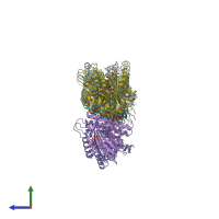 PDB entry 6wwk coloured by chain, side view.