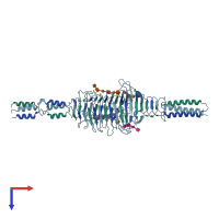 PDB entry 6wxa coloured by chain, top view.