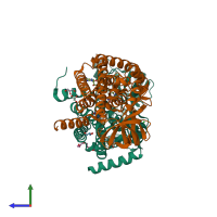 PDB entry 6wy9 coloured by chain, side view.