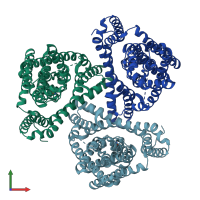 PDB entry 6wyl coloured by chain, front view.