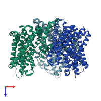 PDB entry 6wyl coloured by chain, top view.