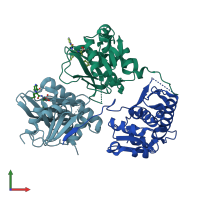 PDB entry 6x1m coloured by chain, front view.