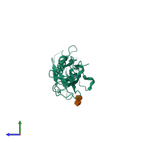 PDB entry 6x3q coloured by chain, side view.