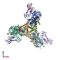 PDB entry 6x5c coloured by chain, front view.