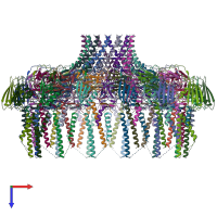 PDB entry 6x6k coloured by chain, top view.