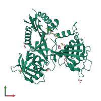 PDB entry 6x7a coloured by chain, front view.