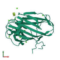 PDB entry 6xaq coloured by chain, front view.