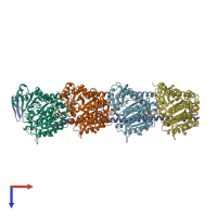 PDB entry 6xet coloured by chain, top view.