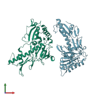 PDB entry 6xgp coloured by chain, front view.