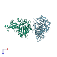 PDB entry 6xgp coloured by chain, top view.