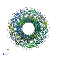 PDB entry 6xgr coloured by chain, side view.