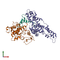 PDB entry 6xi8 coloured by chain, front view.