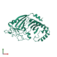 PDB entry 6xj6 coloured by chain, front view.