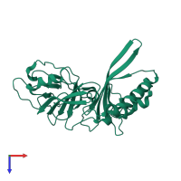 PDB entry 6xj6 coloured by chain, top view.