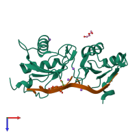 PDB entry 6xlw coloured by chain, top view.