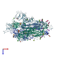 PDB entry 6xm4 coloured by chain, top view.