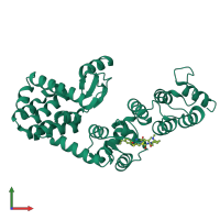 PDB entry 6xon coloured by chain, front view.