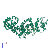 PDB entry 6xon coloured by chain, top view.