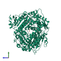 PDB entry 6xov coloured by chain, side view.