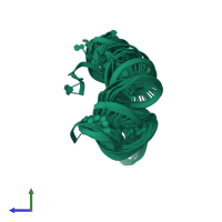 PDB entry 6xrz coloured by chain, ensemble of 10 models, side view.