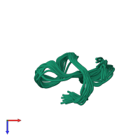 PDB entry 6xti coloured by chain, ensemble of 20 models, top view.