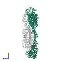 Phycocyanin alpha subunit in PDB entry 6xwk, assembly 1, side view.