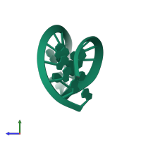 PDB entry 6xww coloured by chain, ensemble of 10 models, side view.