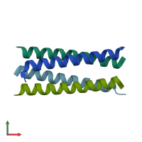 PDB entry 6xy1 coloured by chain, front view.