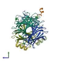 PDB entry 6y0v coloured by chain, side view.