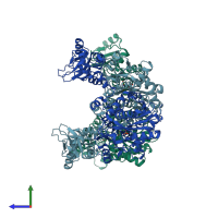 PDB entry 6y21 coloured by chain, side view.