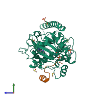 PDB entry 6y2o coloured by chain, side view.