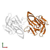 NAD(P)(+)--arginine ADP-ribosyltransferase in PDB entry 6y75, assembly 1, front view.