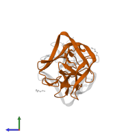 NAD(P)(+)--arginine ADP-ribosyltransferase in PDB entry 6y75, assembly 1, side view.