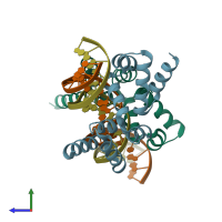 PDB entry 6y93 coloured by chain, side view.