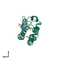 PDB entry 6yb4 coloured by chain, side view.