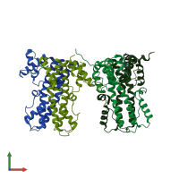 PDB entry 6ygh coloured by chain, front view.