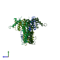 PDB entry 6ygh coloured by chain, side view.