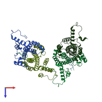 PDB entry 6ygh coloured by chain, top view.