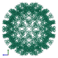Capsid protein in PDB entry 6ygh, assembly 1, side view.