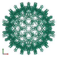 Homo 360-meric assembly 1 of PDB entry 6ygi coloured by chemically distinct molecules, front view.