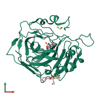 PDB entry 6yhc coloured by chain, front view.