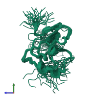 PDB entry 6yi3 coloured by chain, ensemble of 40 models, side view.