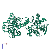 PDB entry 6yje coloured by chain, top view.