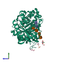 PDB entry 6yn4 coloured by chain, side view.