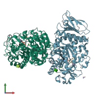 PDB entry 6yqa coloured by chain, front view.